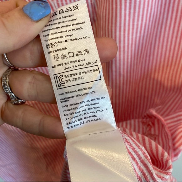 Joules Pink Stripe Juliette Sleeveless Linen Blend Top 6 v neck - Picture 6 of 6